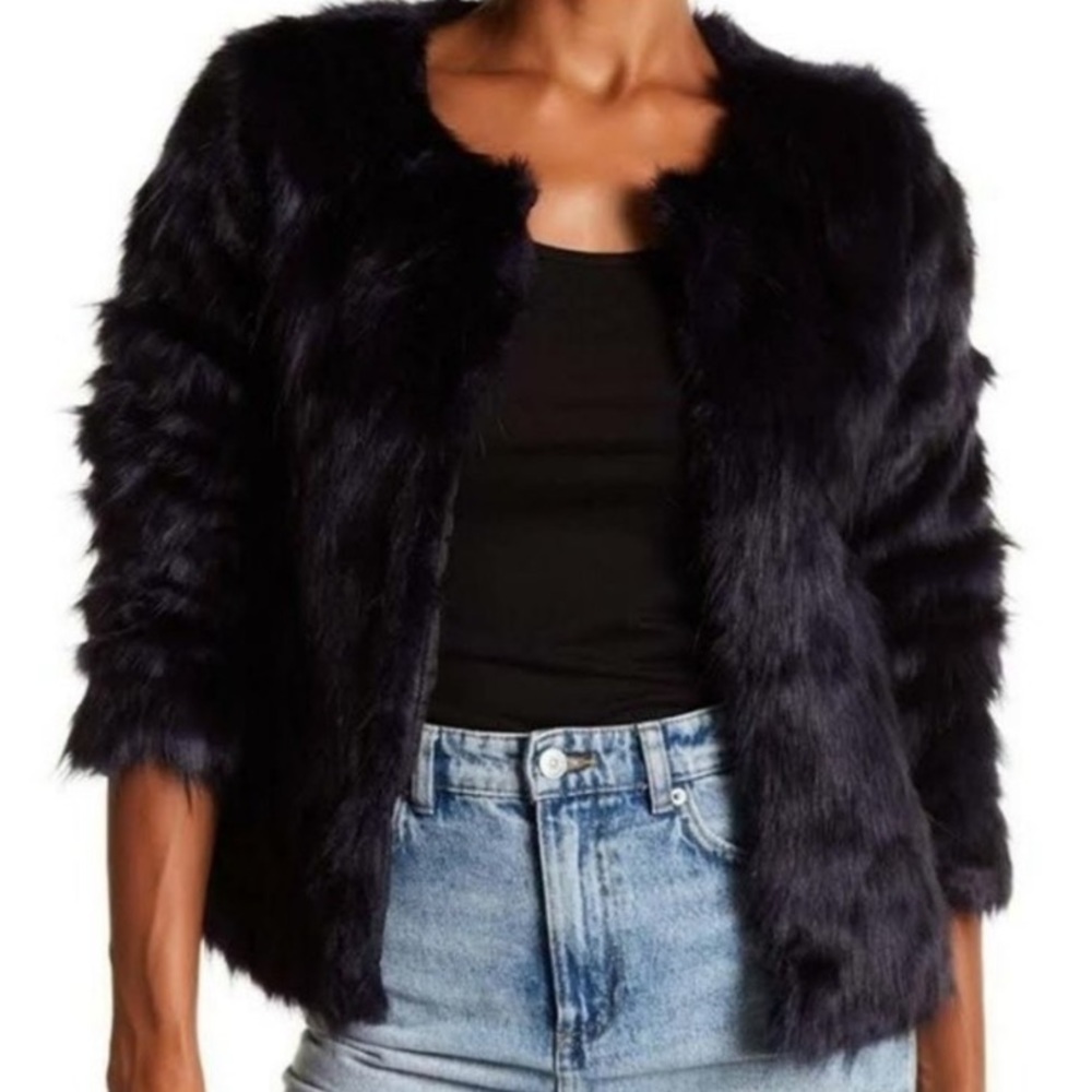 Romeo and Juliet couture blue fur coat, size medium